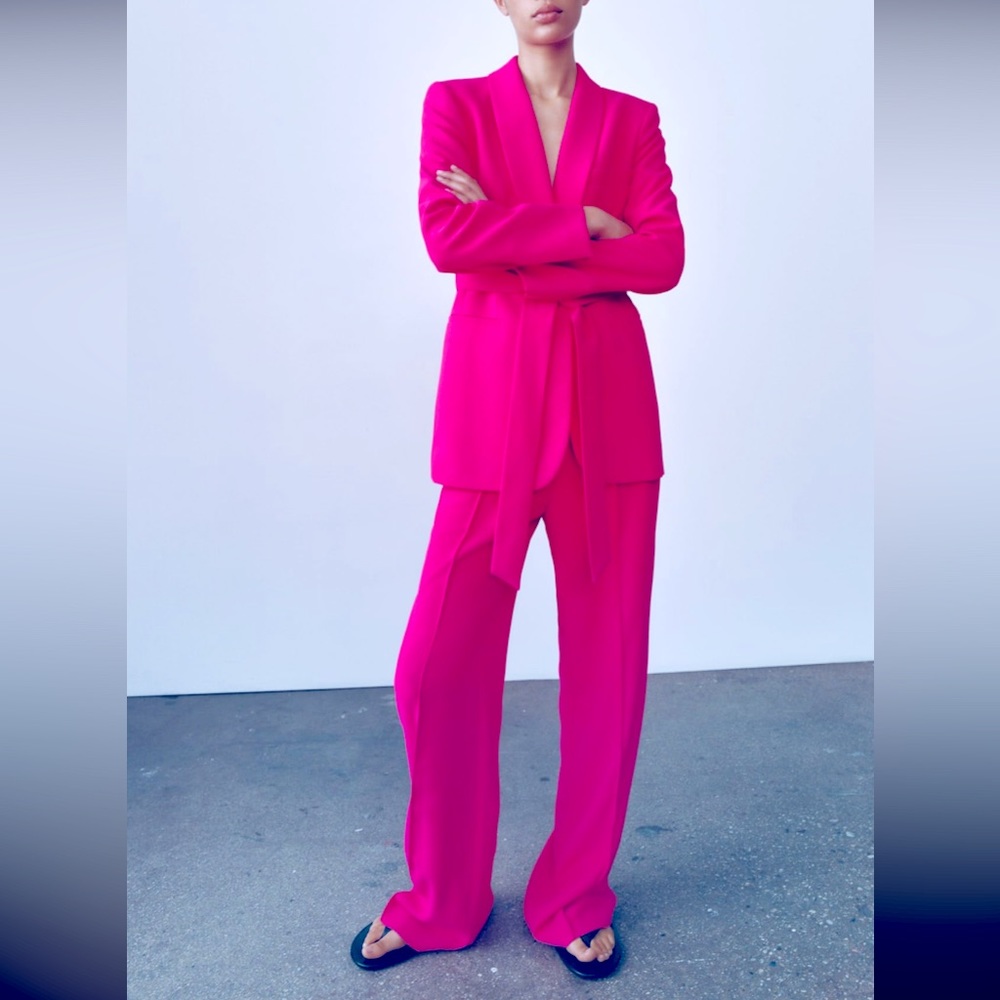 Zara long flowing  neon pink pants